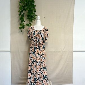 Show Me Your MuMu Orange and Black Flutter Sleeve Maxi Sundress